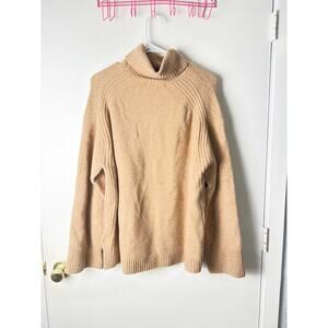 J.Crew Women's Relaxed Donegal Wool-Alpaca Turtleneck Sweater - Tan - Size M